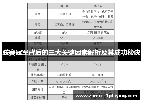 联赛冠军背后的三大关键因素解析及其成功秘诀
